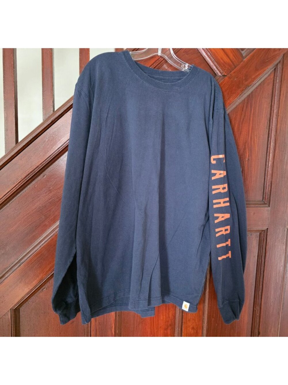 Carhartt Mens XL Navy Long Sleeve Graphic Tee Relaxed Fit Crewneck Cotton